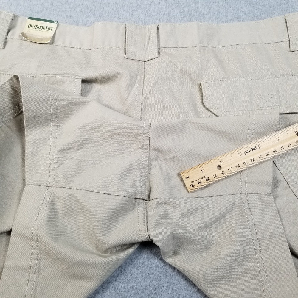 Outdoor Life Cargo Shorts Mens 40 Khaki Tan Cotton Elastic Waist Casual Utility - Picture 14 of 15
